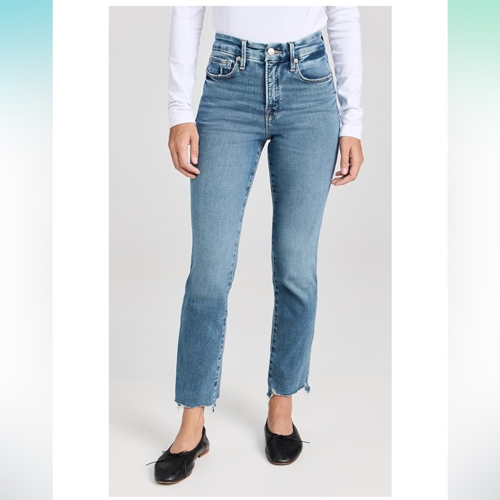 Good American Straight Leg Dart Back Pocket Jeans